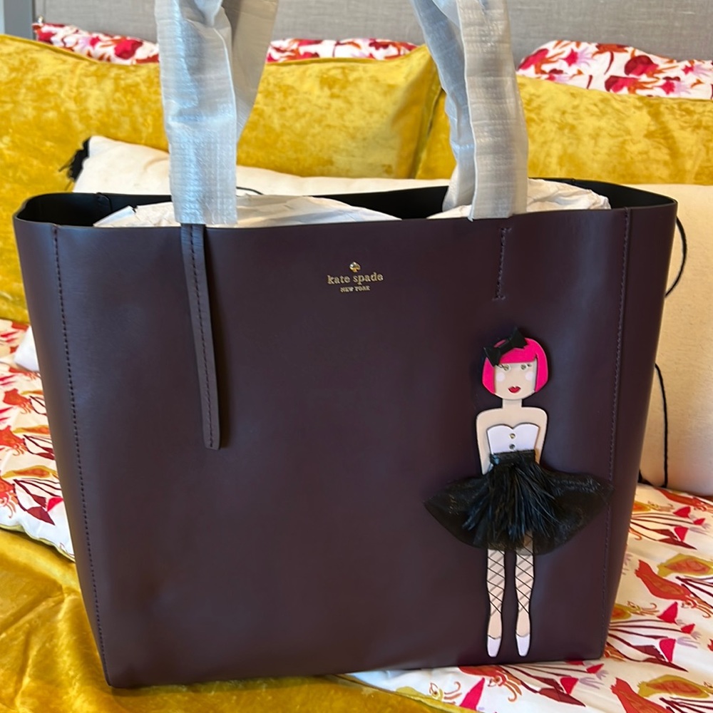 Kate Spade New York Ballerina Large Hallie Leather Tote, NWT
